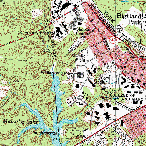 Topographic Map of Busch Tennis Courts, VA