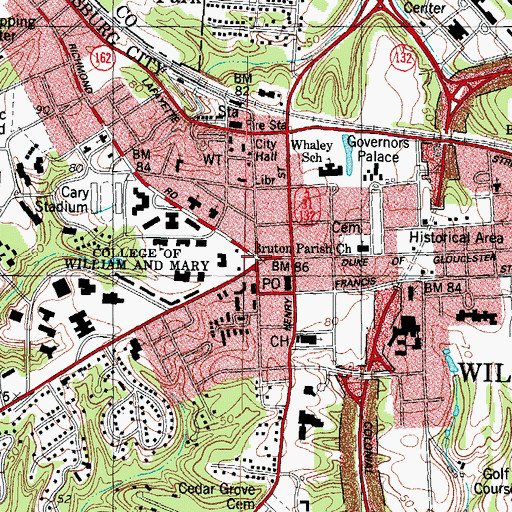Topographic Map of College Yard, VA