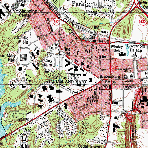 Topographic Map of James Blair Hall, VA