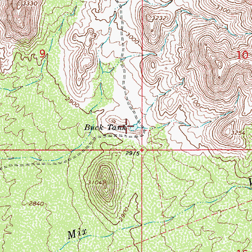 Topographic Map of Buck Tank, AZ