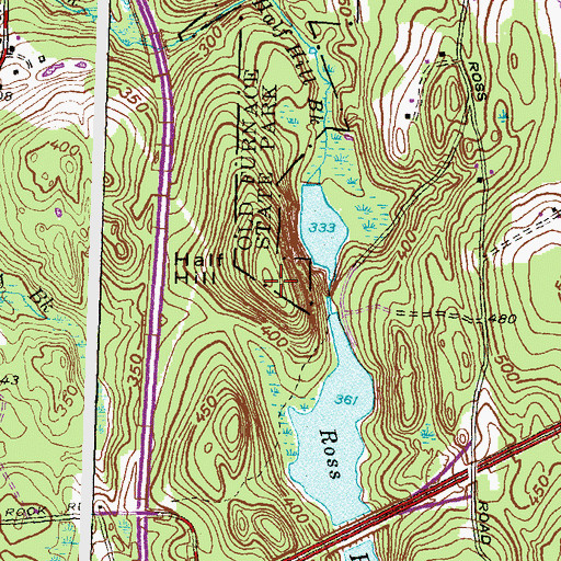 Topographic Map of Half Hill, CT