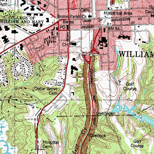 Topographic Map of Lettie Pate Whitehead Evans Graduate Student Housing, VA