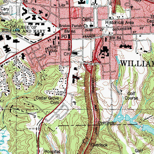 Topographic Map of Marshall-Wythe School of Law, VA
