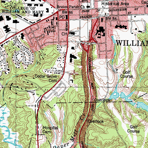 Topographic Map of McCormack-Nagelsen Tennis Center, VA