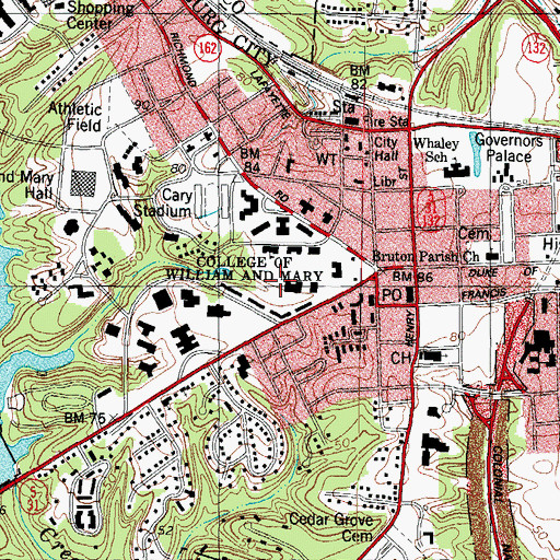 Topographic Map of McGlothlin-Street Hall, VA