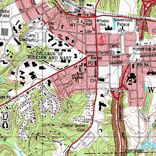 Topographic Map of Physical Plants Crafts Shop, VA