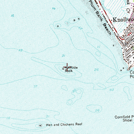 Topographic Map of Halftide Rock, CT