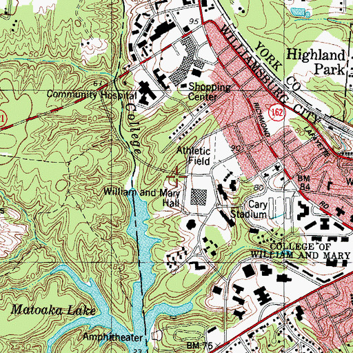 Topographic Map of Recreational Sports Center, VA