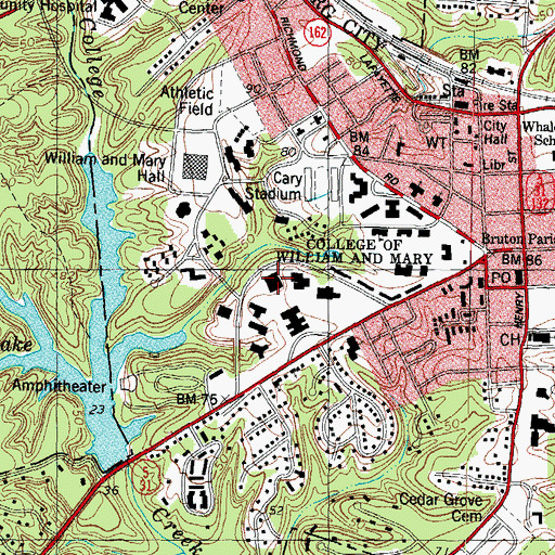 Topographic Map of Swem Library, VA