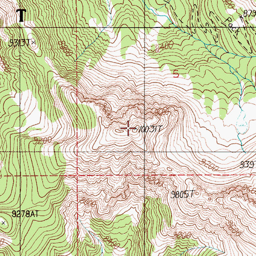 Topographic Map of Alex Lowe Peak, MT