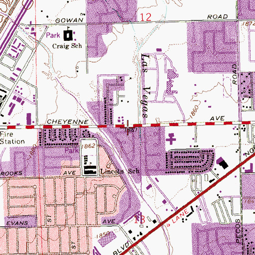Topographic Map of Cheyenne Residential Nursing Center, NV