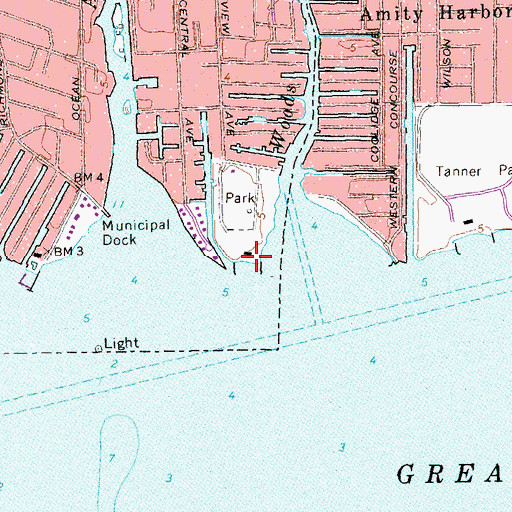 Topographic Map of Amityville Beach, NY