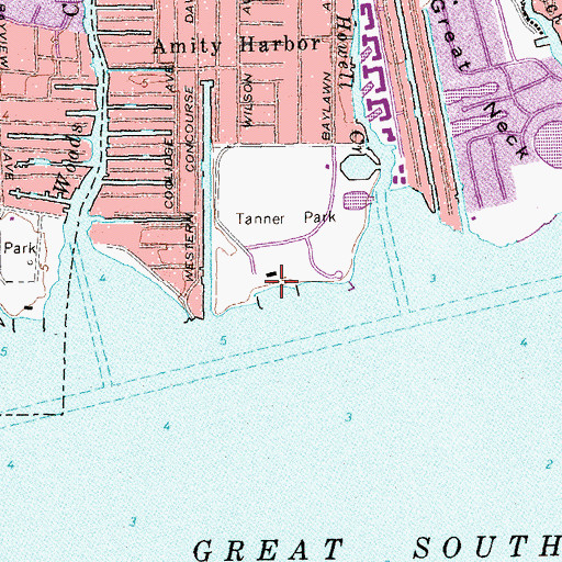 Topographic Map of Copiague Beach, NY