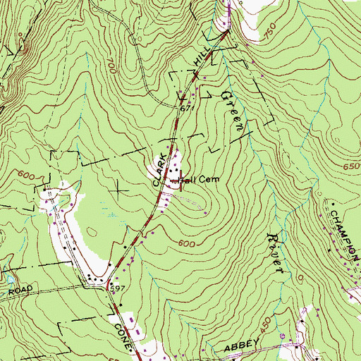 Topographic Map of Hall Cemetery, CT