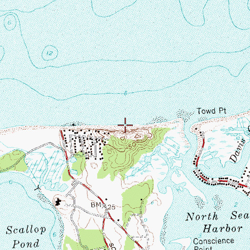 Topographic Map of North Sea Bathing Beach, NY