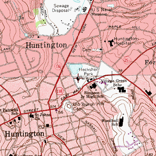 Topographic Map of Heckscher Museum, NY