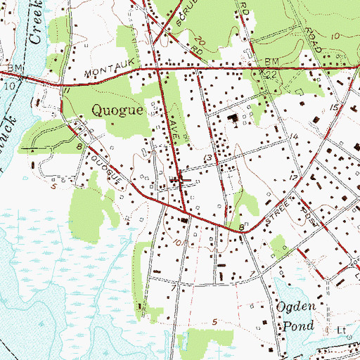 Topographic Map of Village of Quogue Community Hall, NY