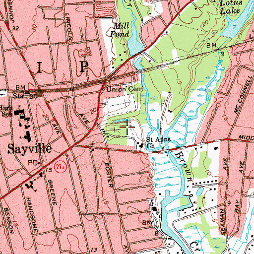 Topographic Map of Saint Ann's Cemetery, NY