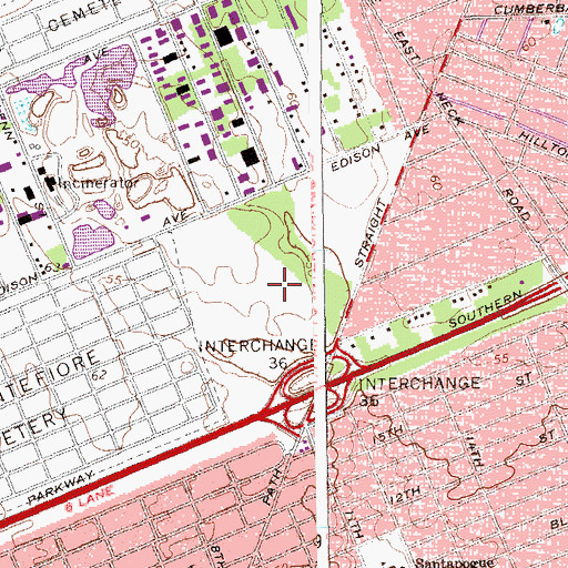 Topographic Map of Saint John's Catholic Cemetery, NY