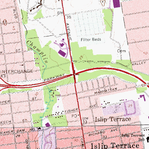 Topographic Map of Interchange 43A, NY