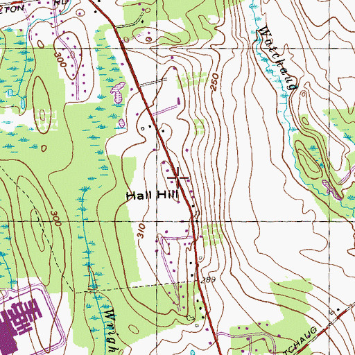 Topographic Map of Hall Hill, CT