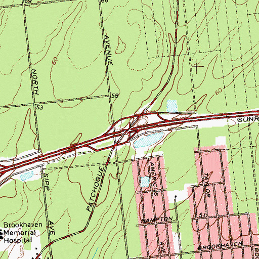 Topographic Map of Interchange 55, NY