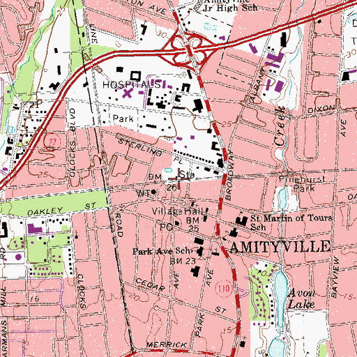 Topographic Map of Amityville Station, NY