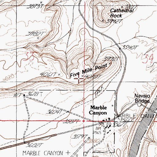 Topographic Map of Five Mile Point, AZ
