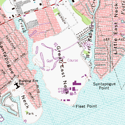 Topographic Map of Bergen Point County Golf Course, NY
