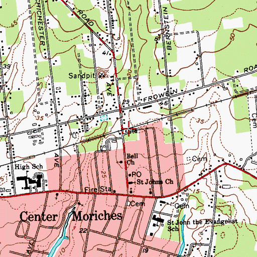 Topographic Map of Center Moriches Station, NY