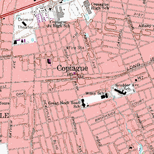 Topographic Map of Copiague Station, NY