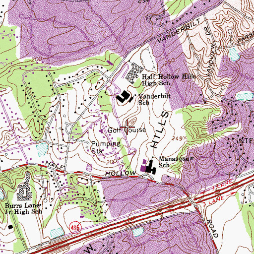 Topographic Map of Dix Hills Golf Course, NY