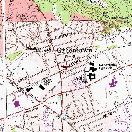 Topographic Map of Greenlawn Station, NY