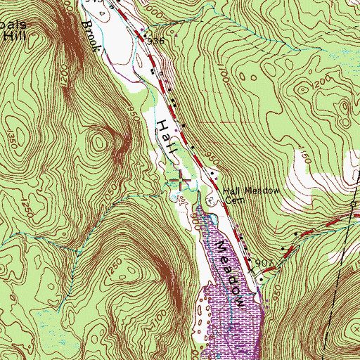 Topographic Map of Hall Meadow, CT