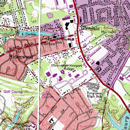 Topographic Map of Harbor Lights Dining Hall, VA