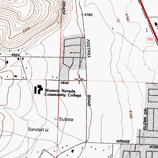 Topographic Map of Evergreen Carson City Hospital, NV