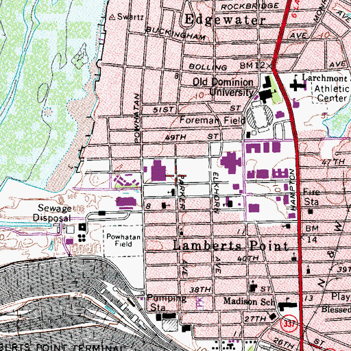 Topographic Map of Health and Physical Education Building, VA