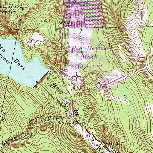 Topographic Map of Hall Meadow Brook Dam, CT