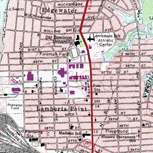 Topographic Map of Kaufman Engineering Hall, VA