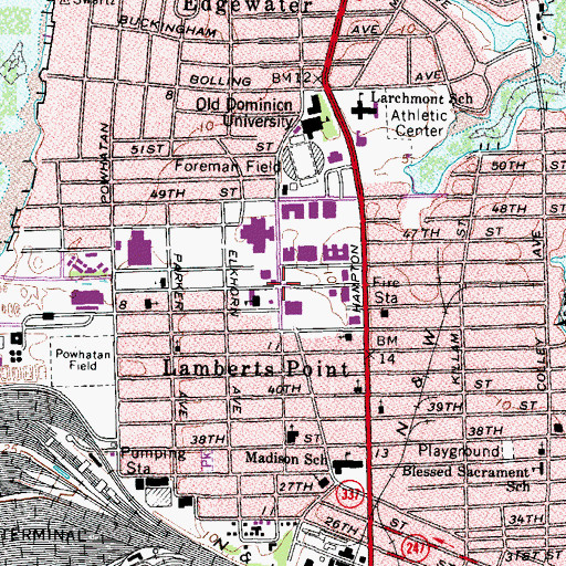 Topographic Map of Mary Denson Pretlow Planetarium, VA