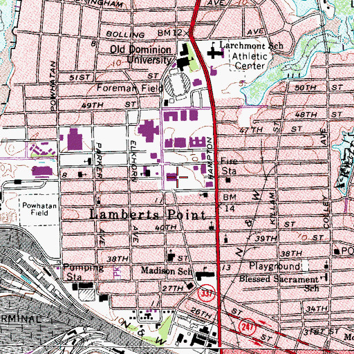 Topographic Map of Patricia W. & J. Douglas Perry Library, VA