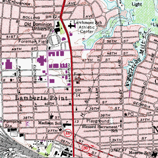 Topographic Map of Ted Constant Convocation Center, VA