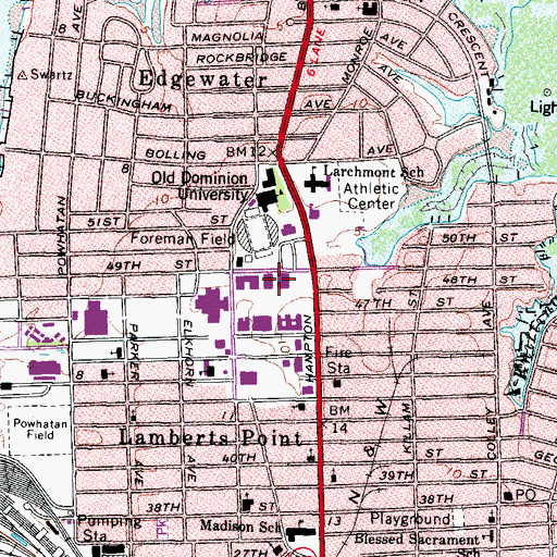 Topographic Map of Visual Arts Building, VA