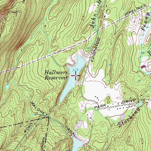 Topographic Map of Hallmere Reservoir, CT