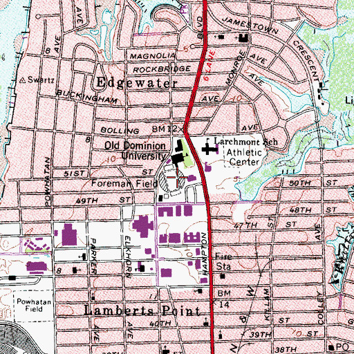 Topographic Map of Foreman Field, VA