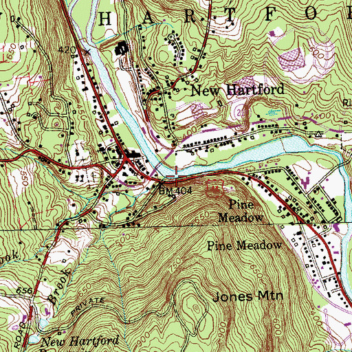 Topographic Map of Hallock Brook, CT