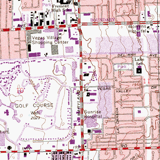 Topographic Map of Las Vegas Healthcare and Rehabilitation Center, NV