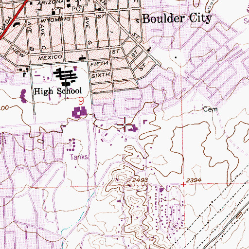 Topographic Map of Mountainview Care Center at Boulder City, NV