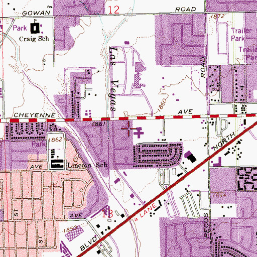 Topographic Map of North Las Vegas Care Center, NV
