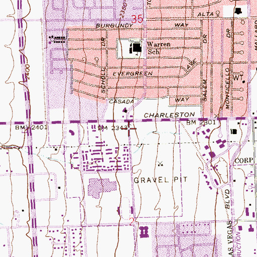 Topographic Map of Silver Ridge Healthcare Center, NV